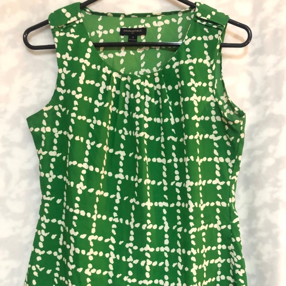Banana Republic Tank Top, Size Small, Green and White